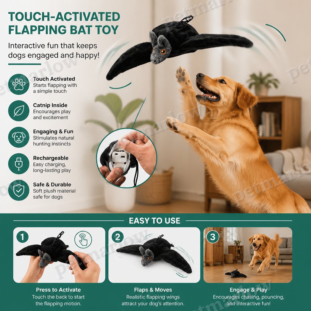 Touch—Activated Flapping Bat Dog Toy with Catnip – view 2