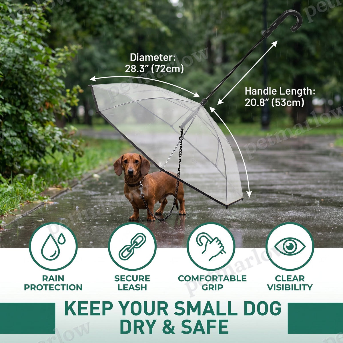 Transparent Dog Umbrella with Leash for Small Dogs – view 6