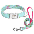 Trendy Personalisable Collar and Leash Sets – S / Mint green set