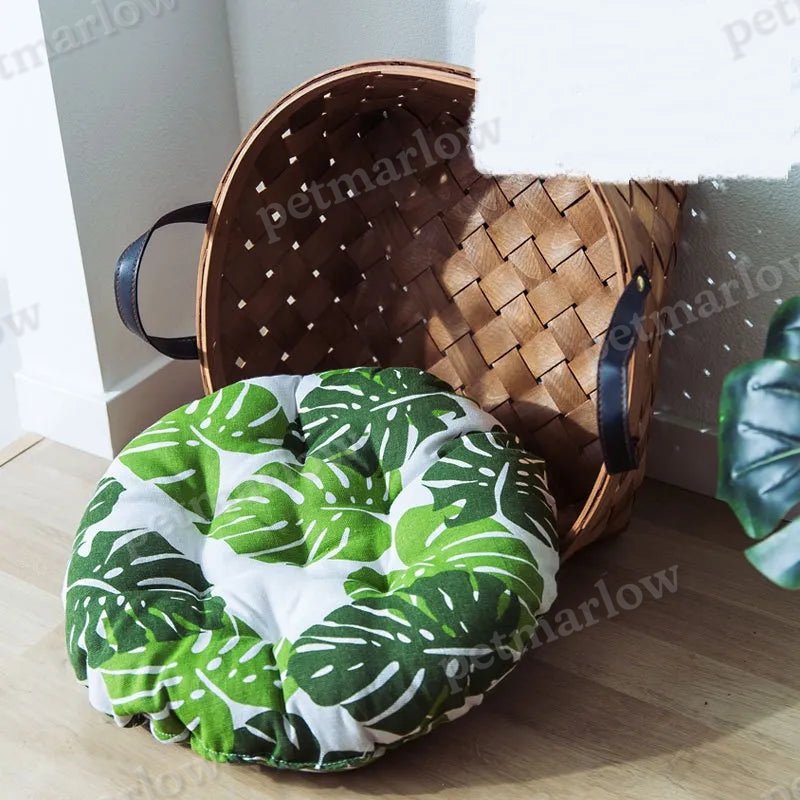 Tropical Floor Cushion with Monstera Pattern – view 4