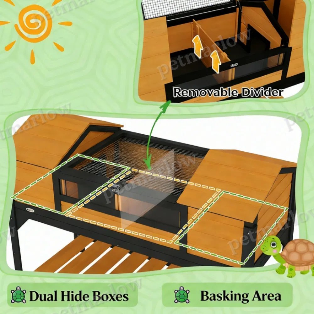 Turtle Cage with Dual Hide Boxes and Adjustable Lamp Holder – view 6