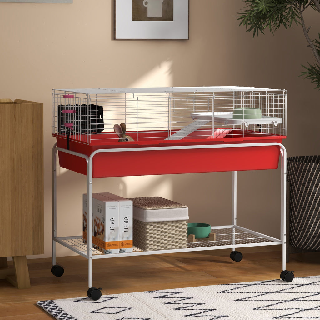 Two-Story Small Animal Cage with Removable Stand and Wheels