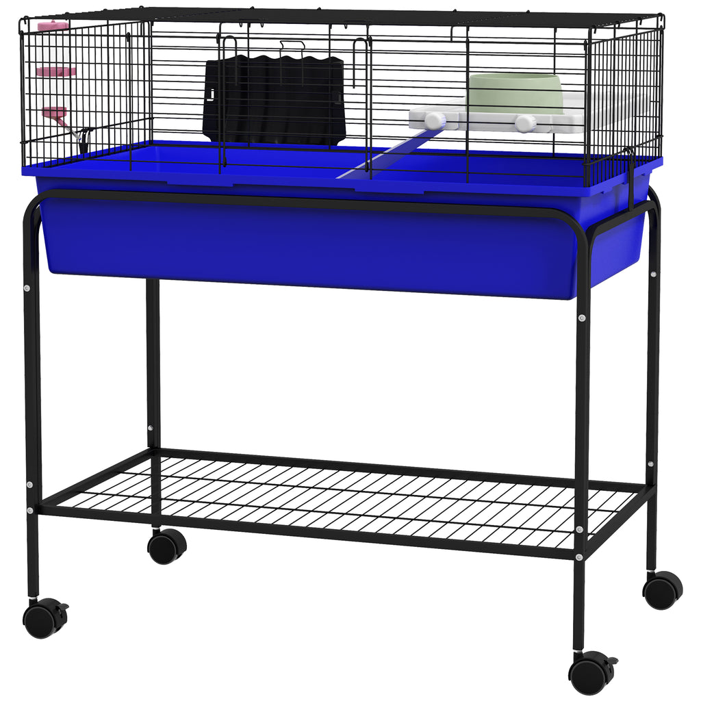 Two-Story Small Animal Cage with Removable Stand and Wheels – Blue / 885x630x260 mm
