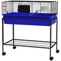 Two-Story Small Animal Cage with Removable Stand and Wheels – Blue / 885x630x260 mm