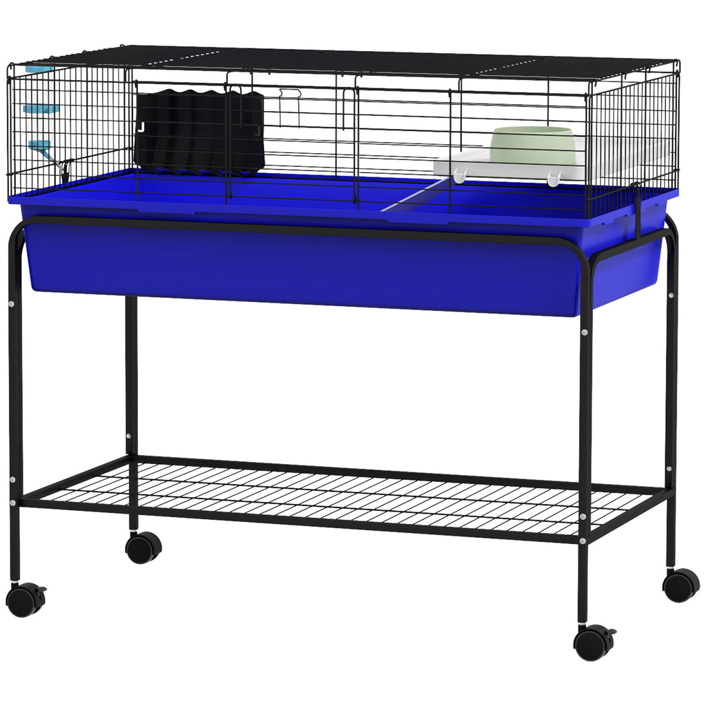 Two-Story Small Animal Cage with Removable Stand and Wheels – Blue / 1055x675x280 mm