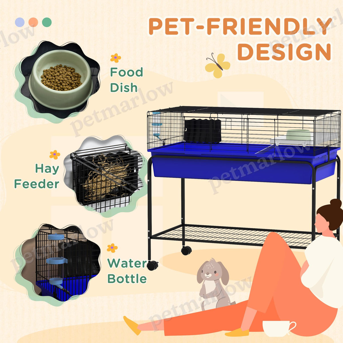 Two-Story Small Animal Cage with Removable Stand and Wheels – view 3