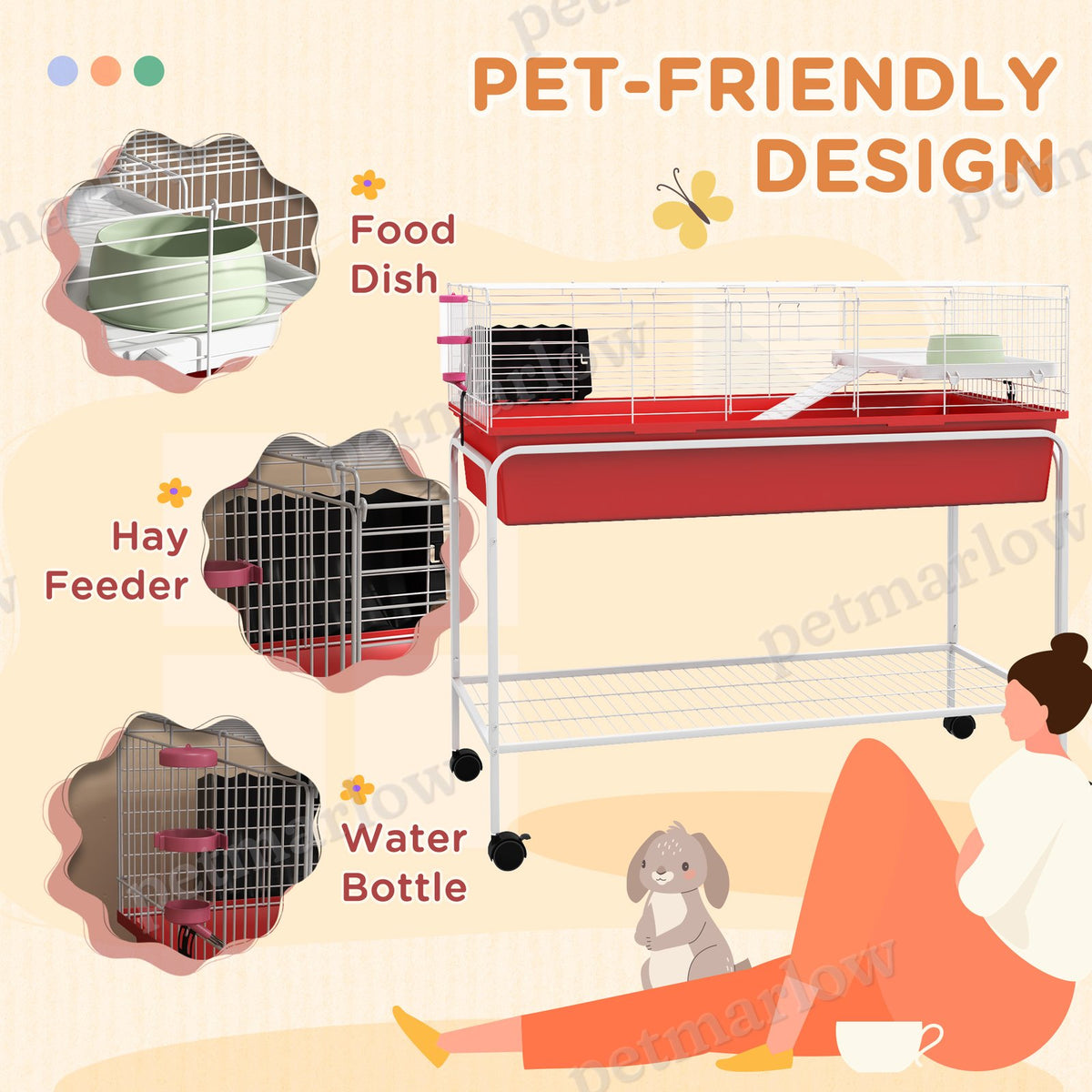Two-Story Small Animal Cage with Removable Stand and Wheels – view 3