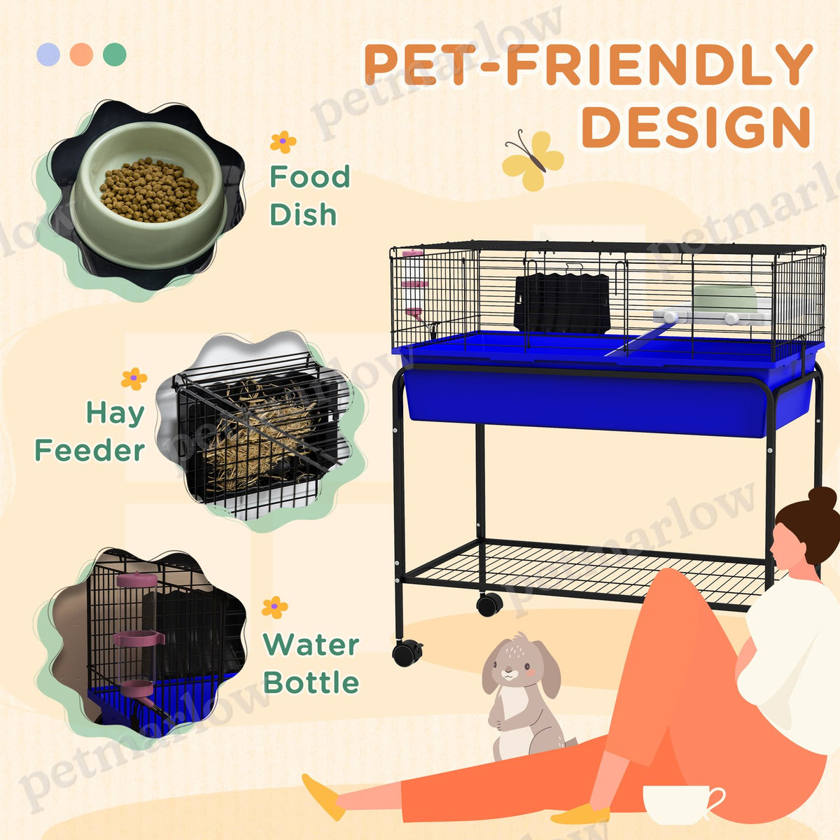 Two-Story Small Animal Cage with Removable Stand and Wheels – view 4