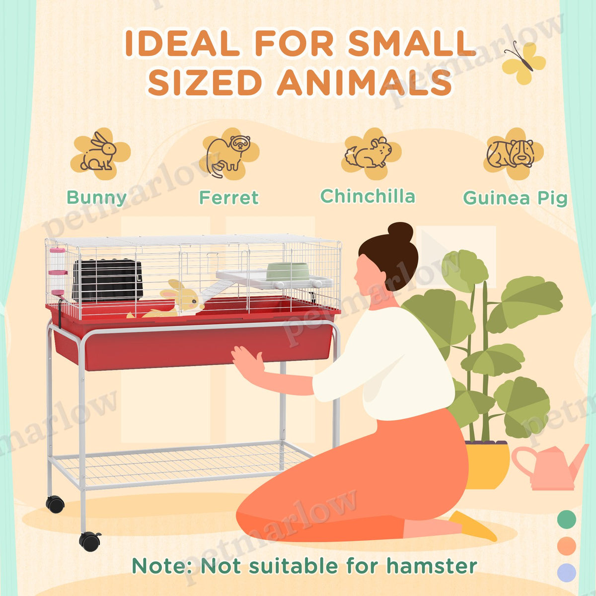 Two-Story Small Animal Cage with Removable Stand and Wheels – view 4