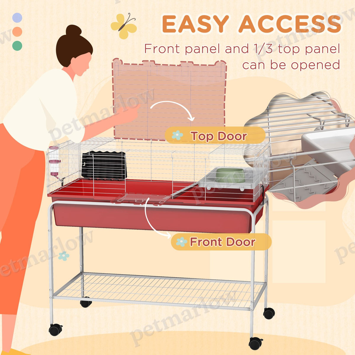 Two-Story Small Animal Cage with Removable Stand and Wheels – view 4