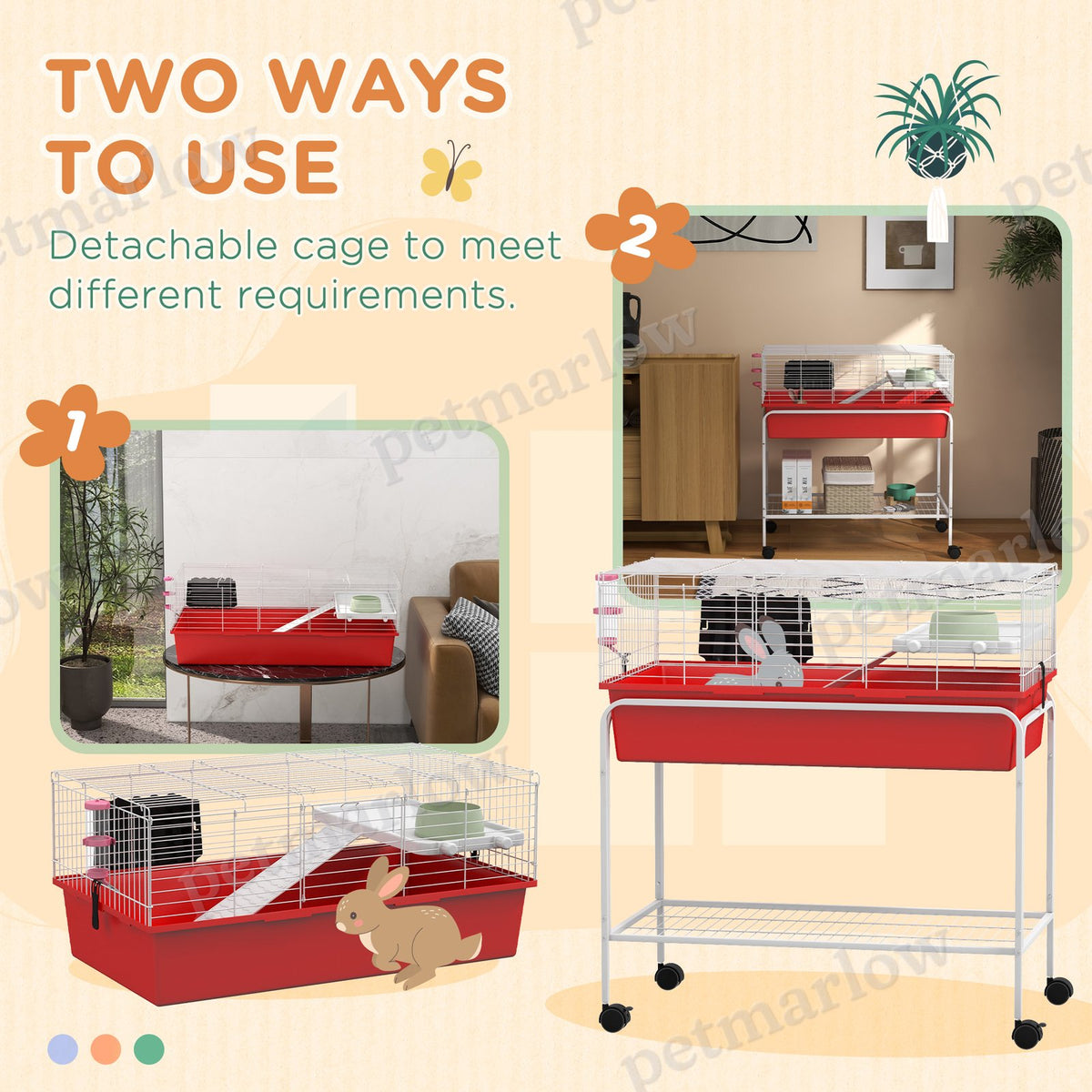 Two-Story Small Animal Cage with Removable Stand and Wheels – view 6