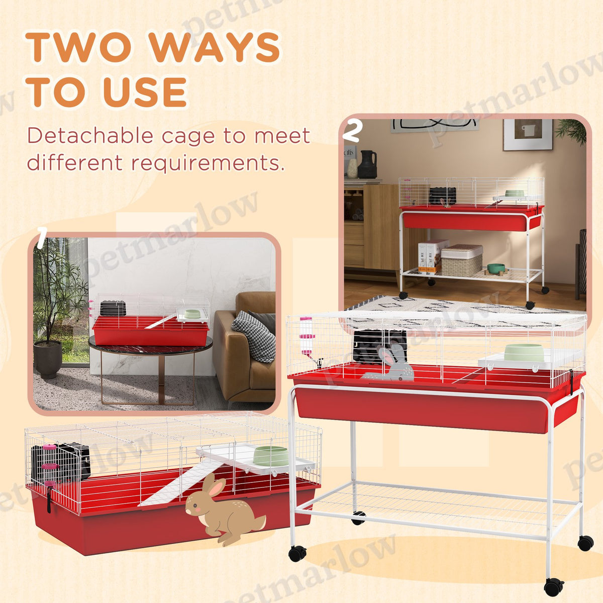 Two-Story Small Animal Cage with Removable Stand and Wheels – view 6