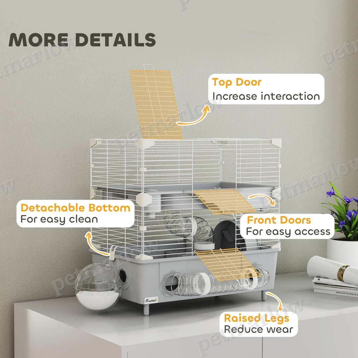 Two-Tier Hamster Cage with Accessories for Dwarf Hamsters – view 3
