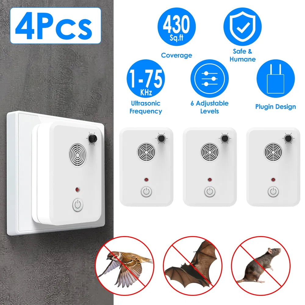 Ultrasonic Pest Repeller for Bats, Birds, and Mice – white