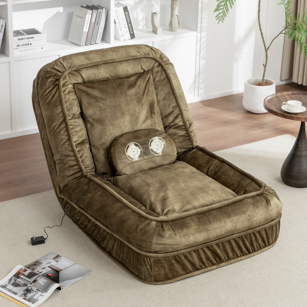 Upholstered Dog Bed with Adjustable Backrest and Massage Pillow