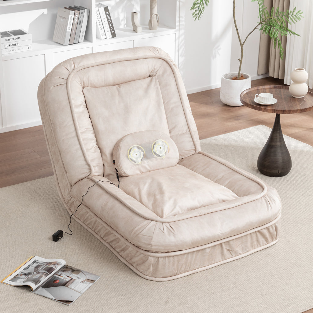 Upholstered Dog Bed with Adjustable Backrest and Massage Pillow