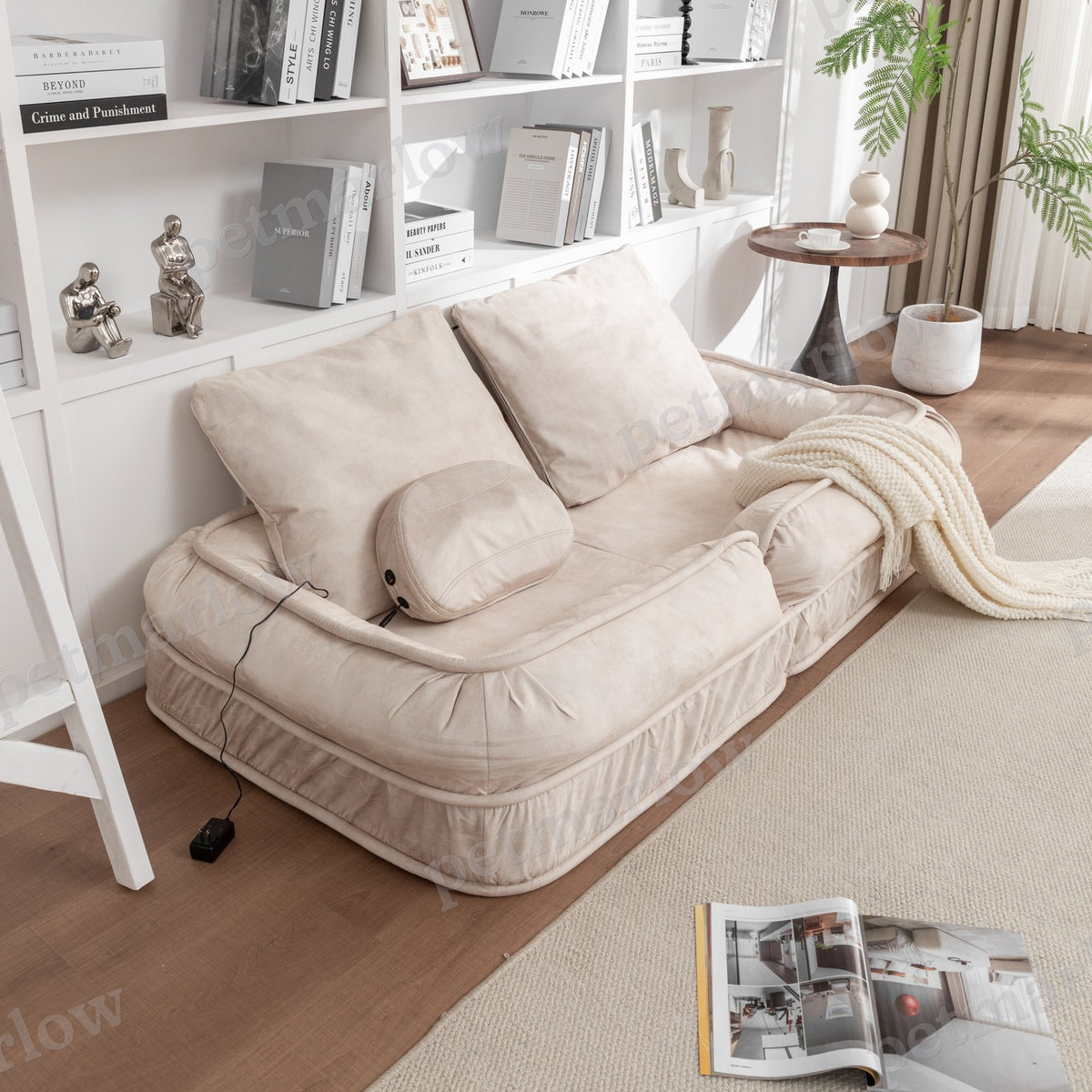 Upholstered Dog Bed with Adjustable Backrest and Massage Pillow – view 3