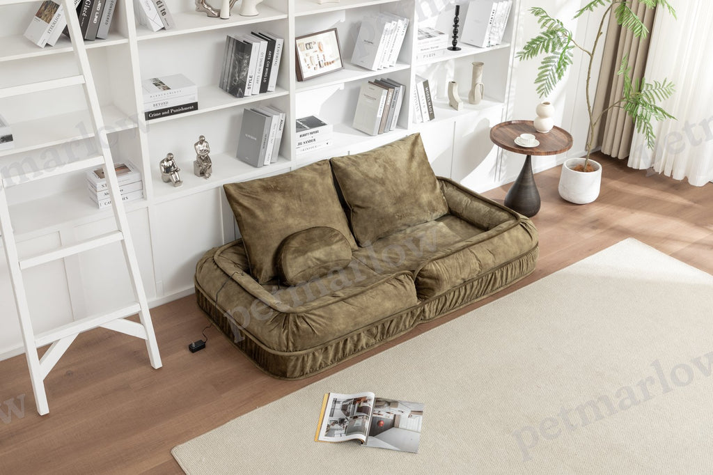 Upholstered Dog Bed with Adjustable Backrest and Massage Pillow – view 4