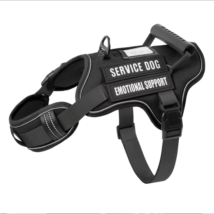 Tactical Service Dog Harness With Control Handle – Black / S