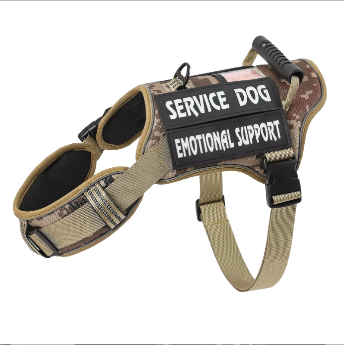Tactical Service Dog Harness With Control Handle – Khaki / S
