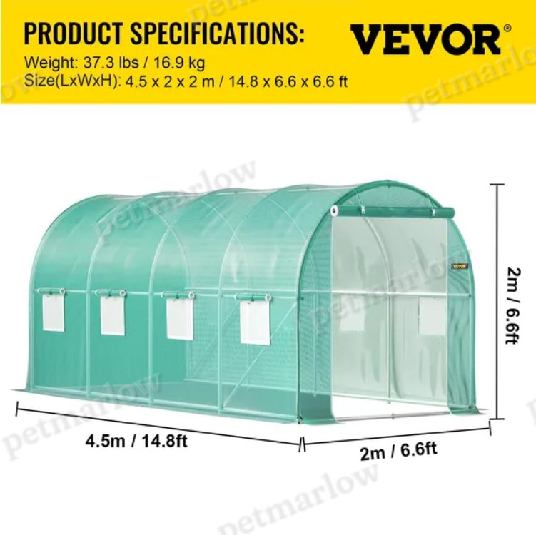 Walk-In Tunnel Greenhouse for Plants with Galvanized Frame – view 5