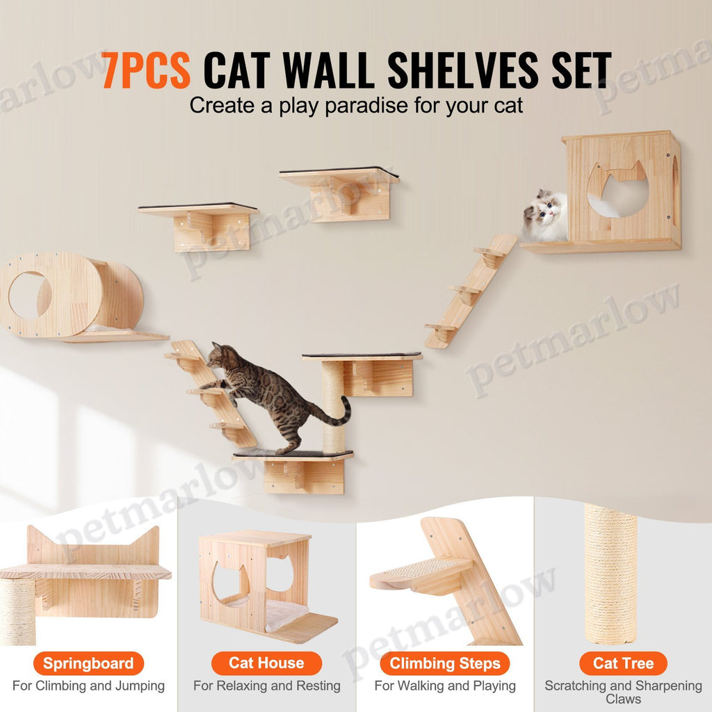 Wall Mounted Cat Shelves Set for Climbing and Playing – view 3
