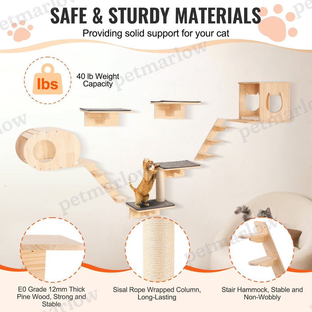 Wall Mounted Cat Shelves Set for Climbing and Playing – view 4