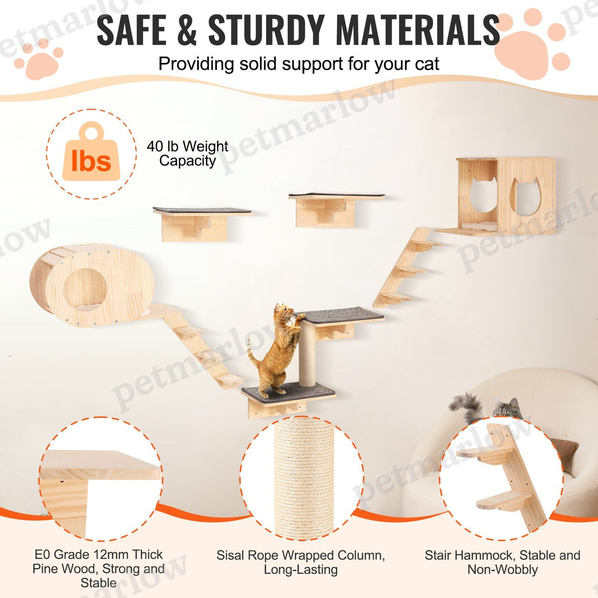Wall Mounted Cat Shelves Set for Climbing and Playing – view 4