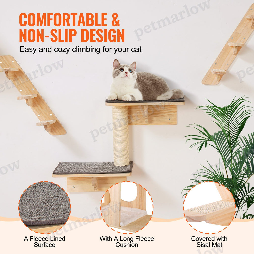 Wall Mounted Cat Shelves Set for Climbing and Playing – view 5