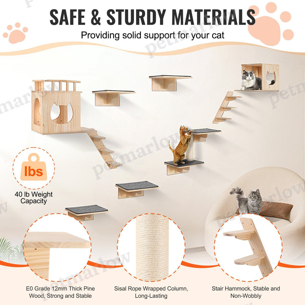 Wall Mounted Cat Shelves With Jumping Boards, Nests & Hammocks – view 5