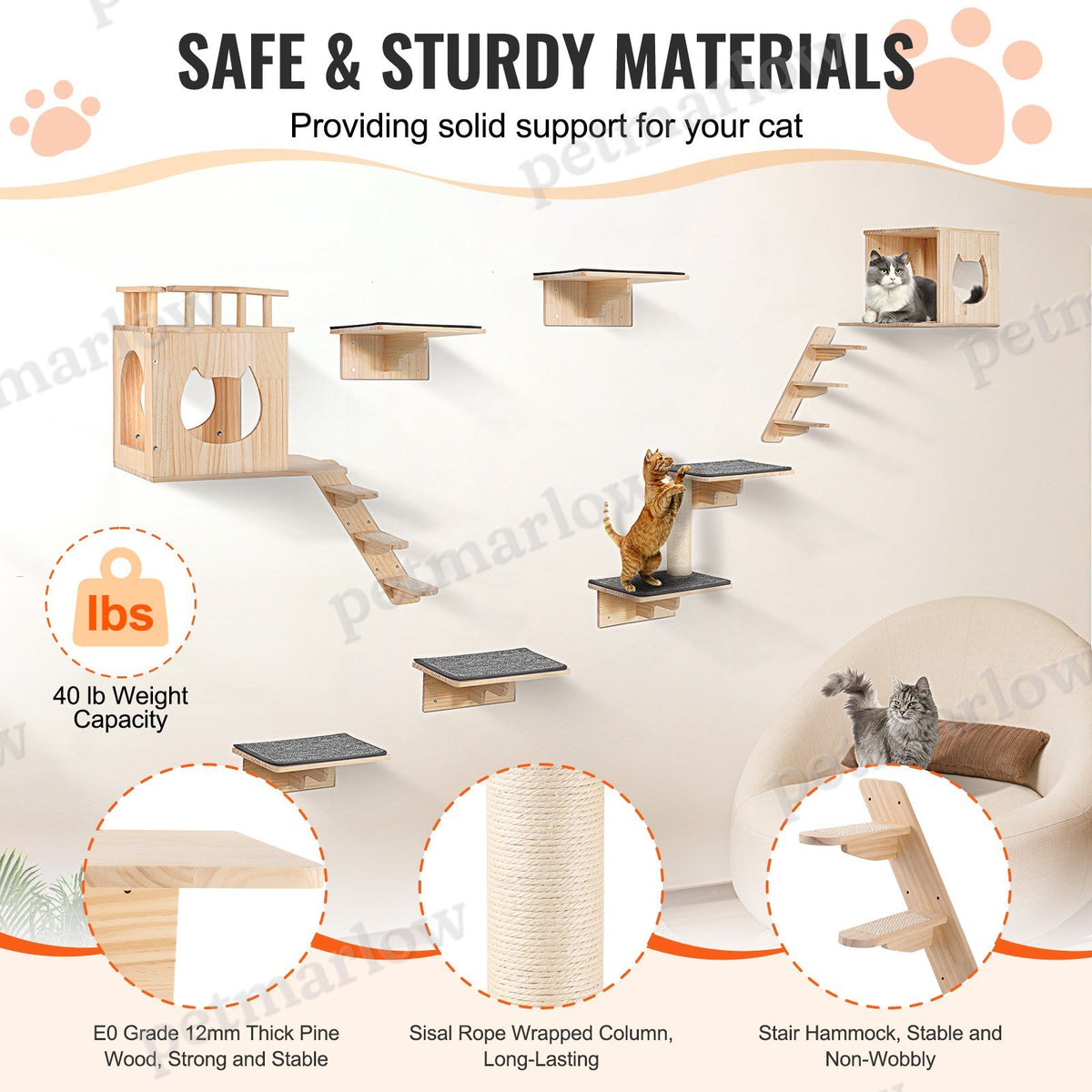 Wall Mounted Cat Shelves With Jumping Boards, Nests & Hammocks – view 5