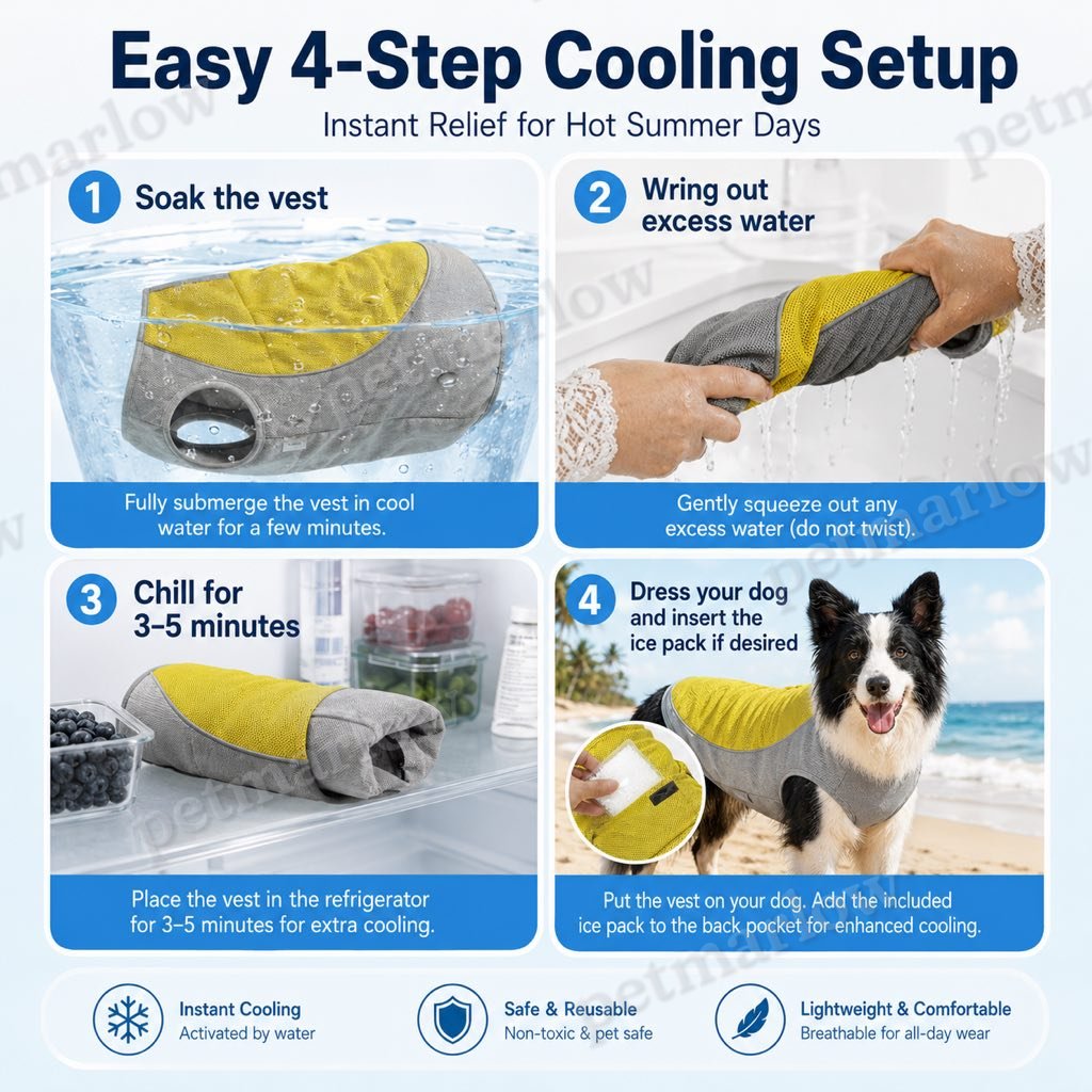 Water-Activated & Breathable Dog Cooling Vest (Ice Pack Pocket) – view 5