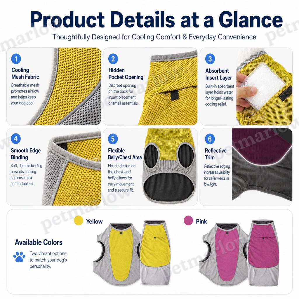 Water-Activated & Breathable Dog Cooling Vest (Ice Pack Pocket) – view 6