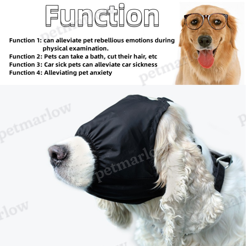 Waterproof Dog Calming Hat Eye Mask Nylon Shading Pet Anxiety Mask Muzzle – view 4