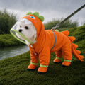Waterproof Full-Body Dog Raincoat (Clear Visor & Leash Ring) – Orange / XS