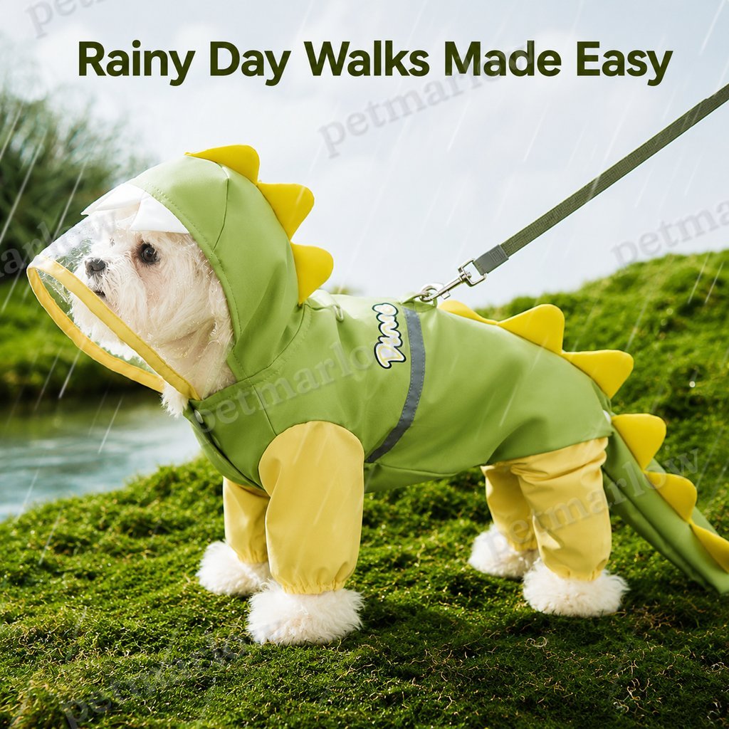 Waterproof Full-Body Dog Raincoat (Clear Visor & Leash Ring) – view 4