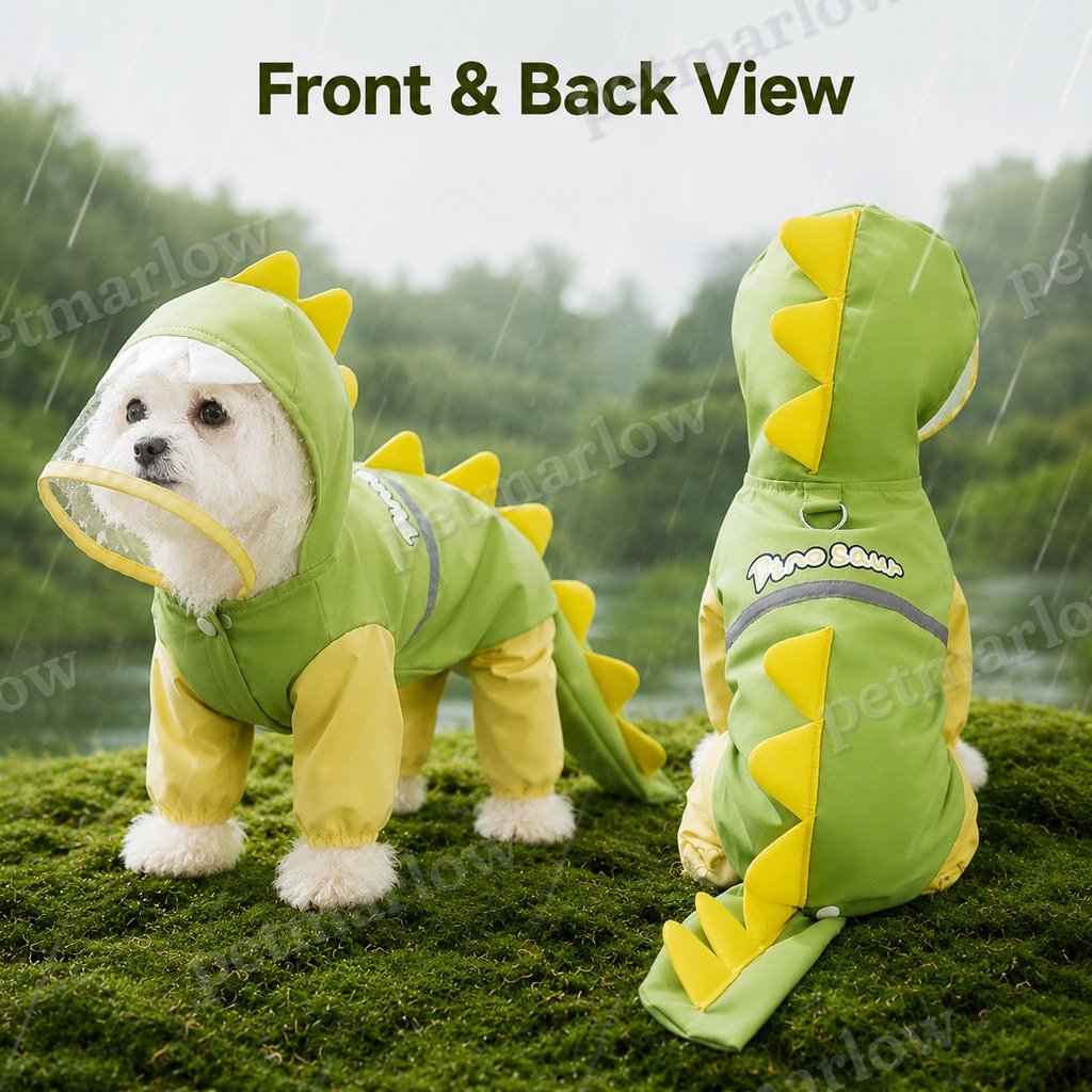 Waterproof Full-Body Dog Raincoat (Clear Visor & Leash Ring) – view 5