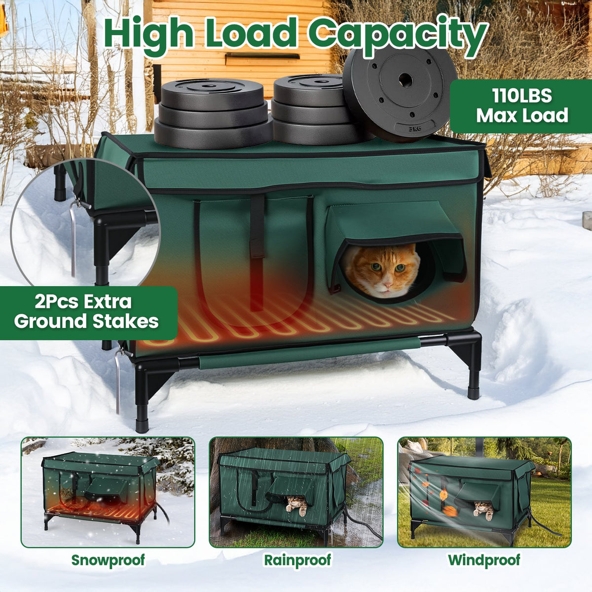 Waterproof Heated Cat House for Outdoor Comfort