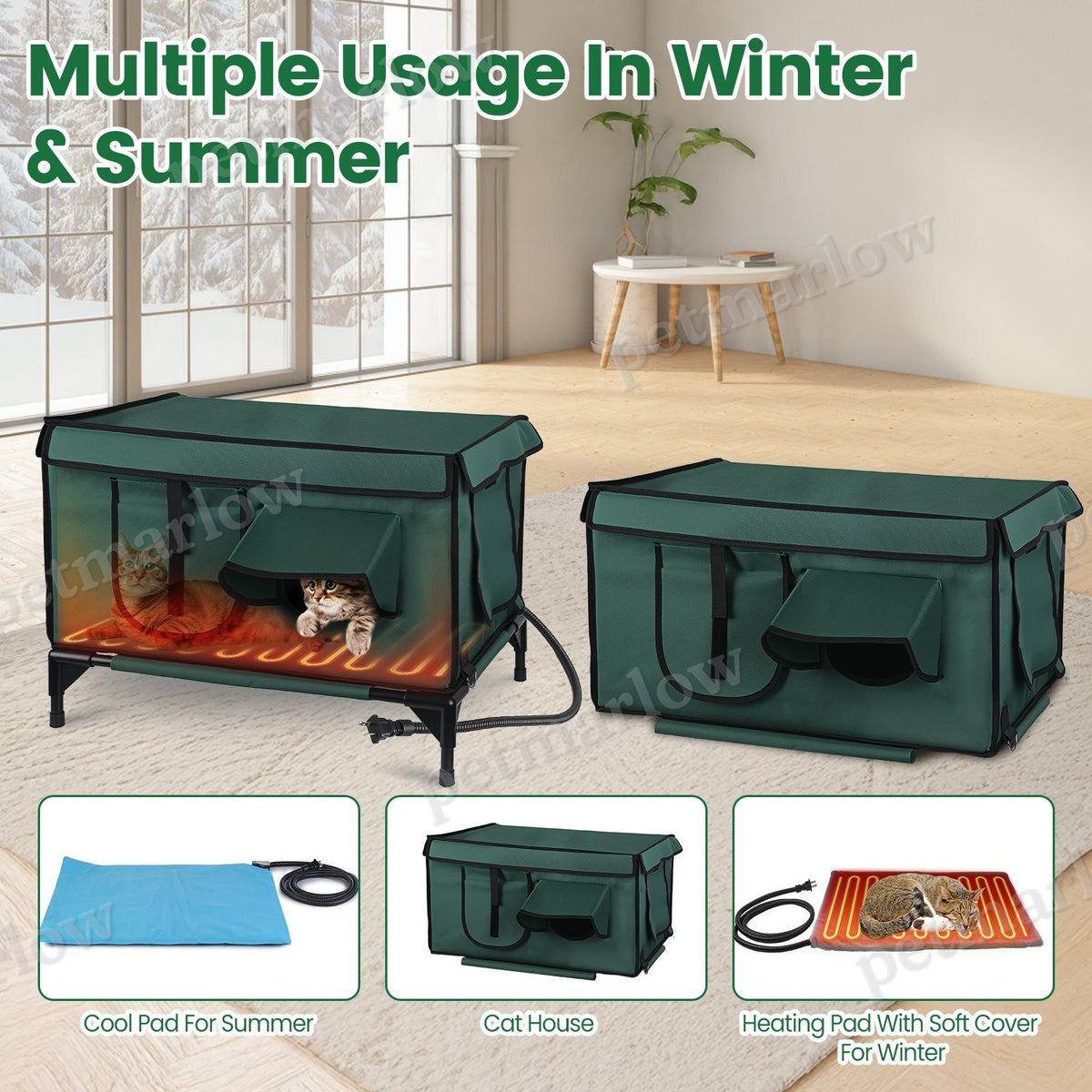 Waterproof Heated Cat House for Outdoor Comfort