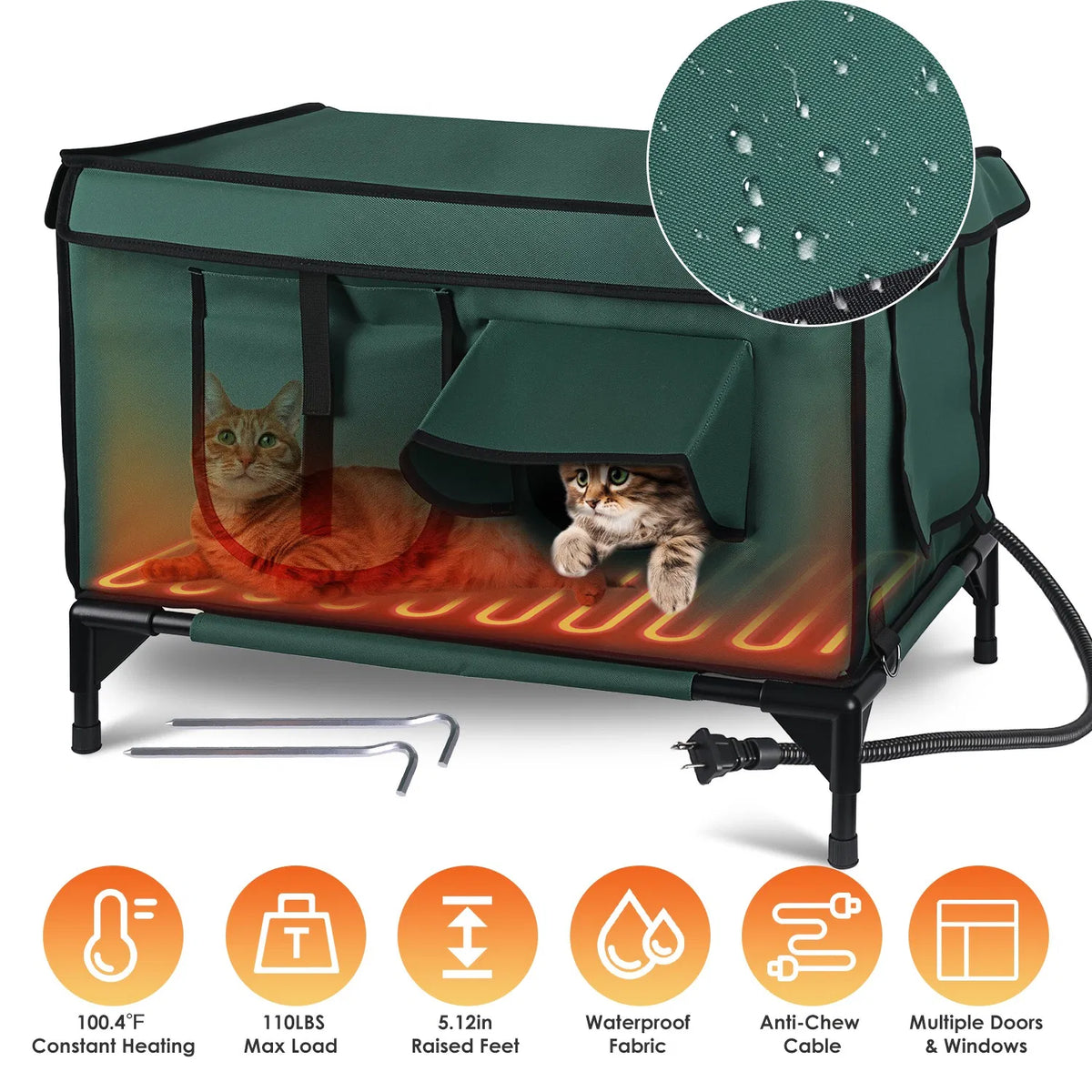 Waterproof Heated Cat House Outdoor Shelter
