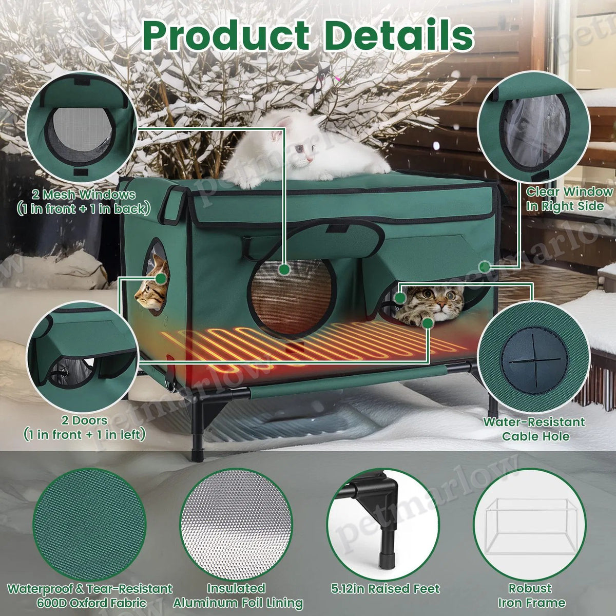 Waterproof Heated Cat House Outdoor Shelter – view 4