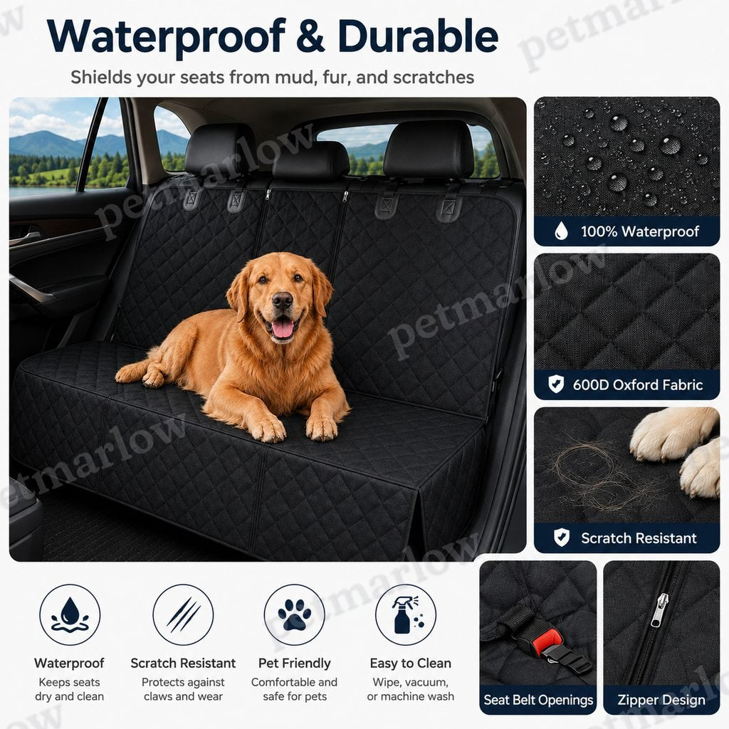 Waterproof Quilted Non-Slip Rear Bench Pet Car Seat Cover – view 4
