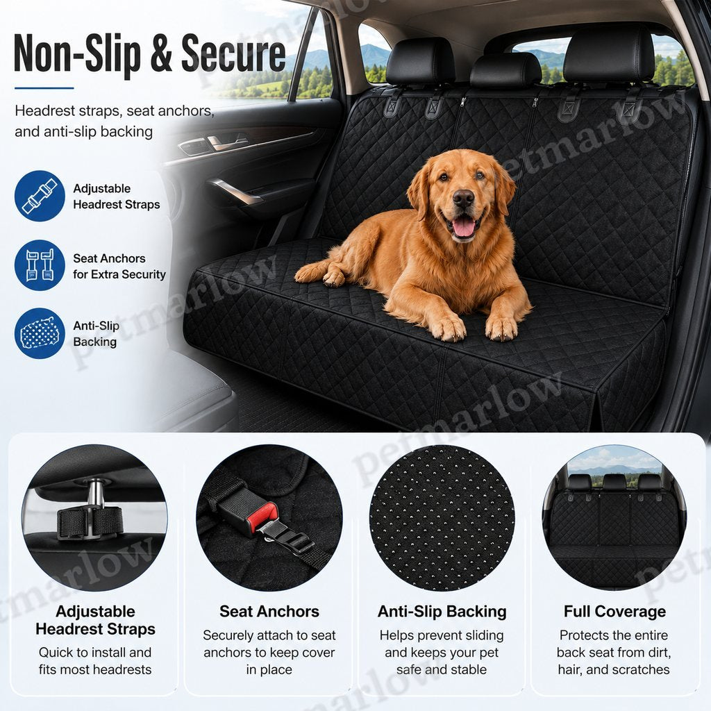 Waterproof Quilted Non-Slip Rear Bench Pet Car Seat Cover – view 5
