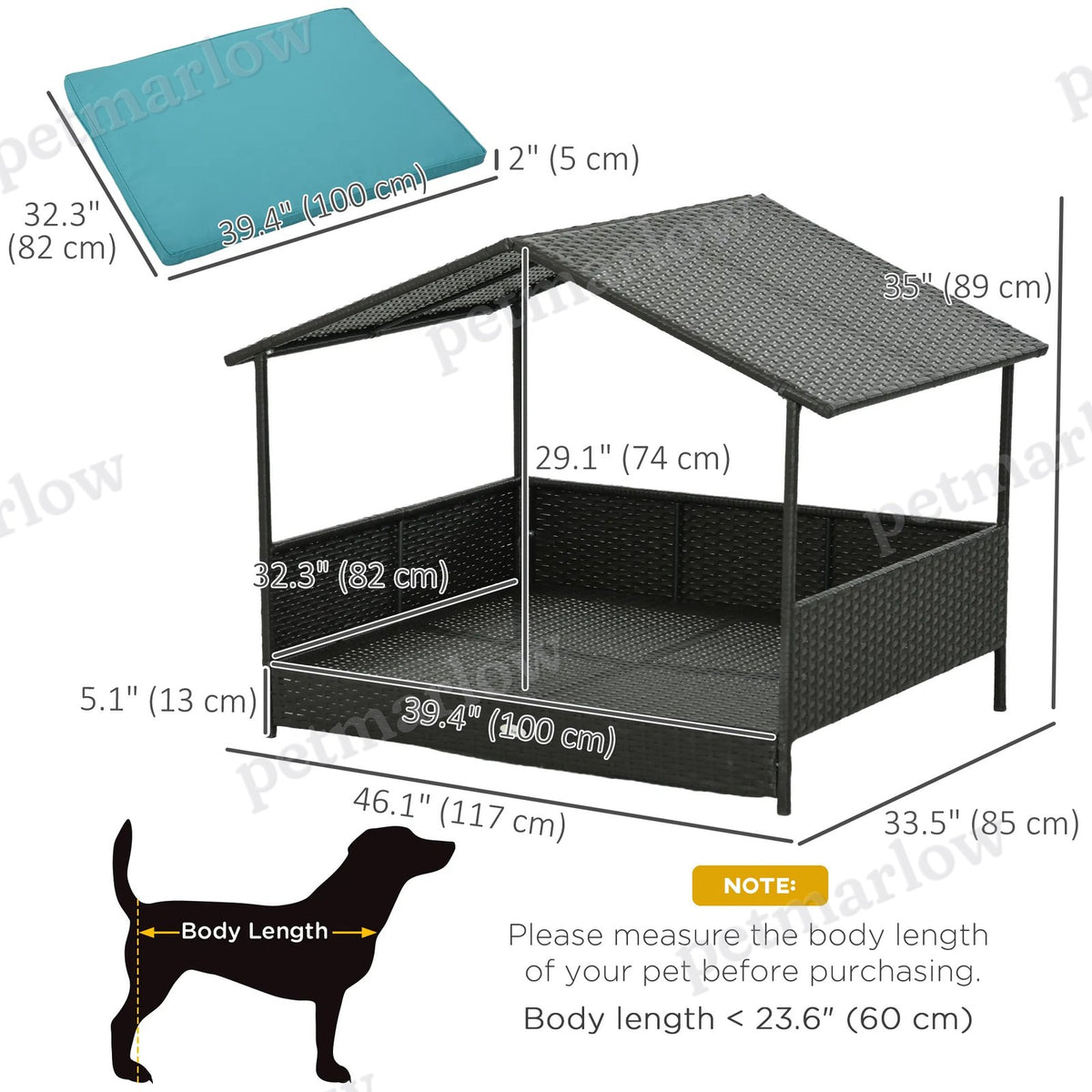 Wicker Dog House with Soft Cushion for Comfort – view 3
