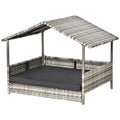 Wicker Pet House Dog Bed for Indoor and Outdoor Comfort – Dark Grey