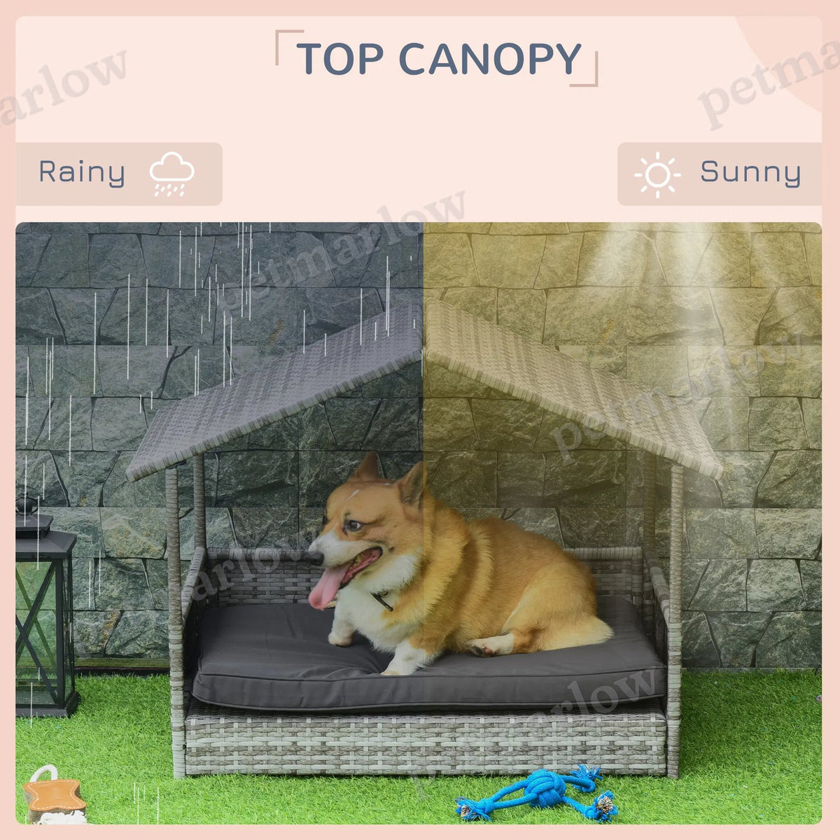 Wicker Pet House Dog Bed for Indoor and Outdoor Comfort – view 6