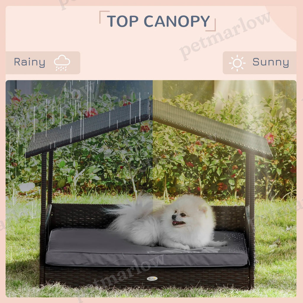 Wicker Pet House Dog Bed with Cushion – view 6