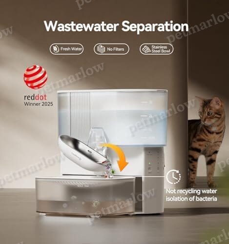 Wireless Cat Water Fountain No Filters, Wastewater Separation – view 2