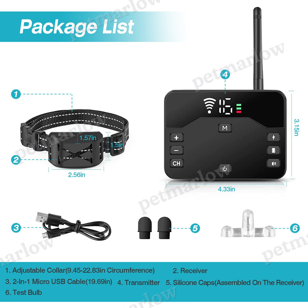 Wireless Electric Dog Fence and Training Collar System – view 3