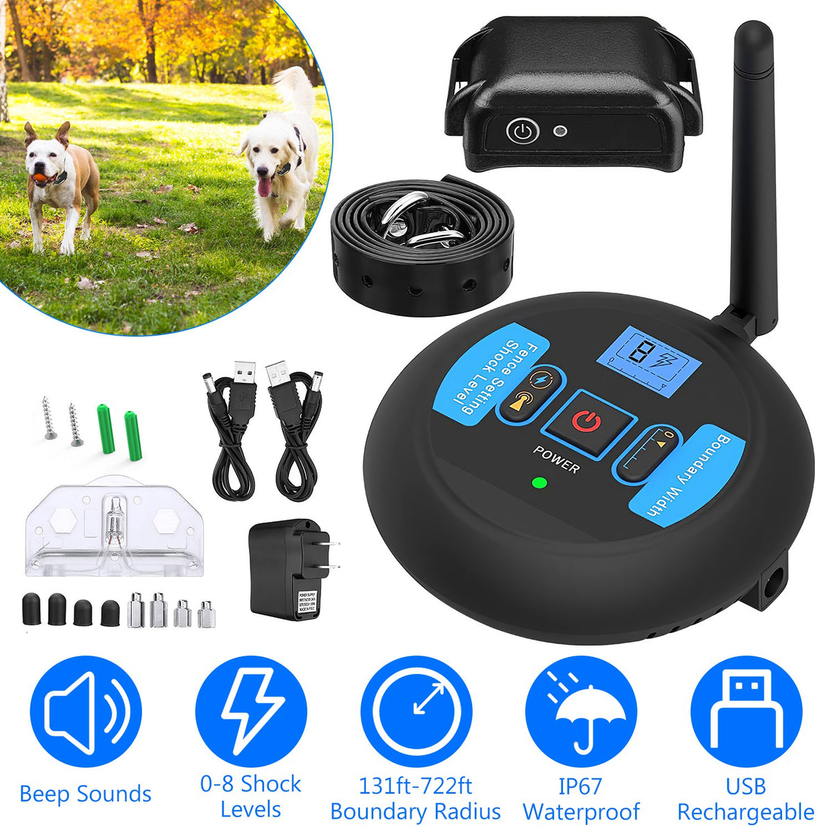 Wireless Electric Dog Fence System for Training and Containment